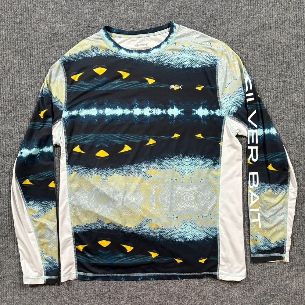 Silver Bait Mens Performance Fishing Shirt M Long Sleeve Stretch UV Active
